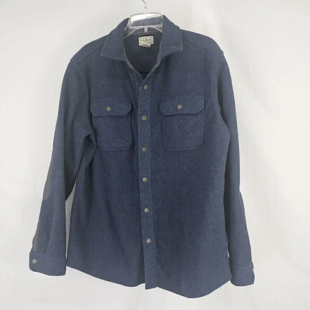 L.l Bean Navy Blue Brushed Ribbed Shacket Men's Size Medium Regular